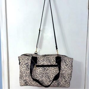 Mali & Lili Weekender Bag in Cream Dot/Leopard Print Duffle Bag